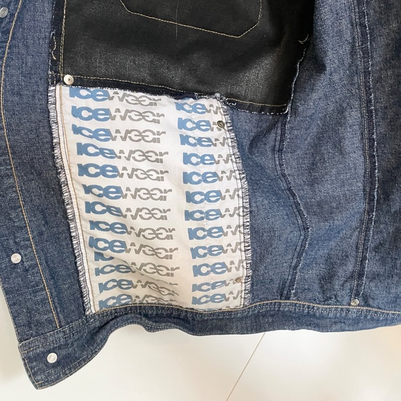 Vintage Y2K Icewear Ice T Denim Jacket Faux Suede Patchwork Dark wash Spellout L - Picture 9 of 16